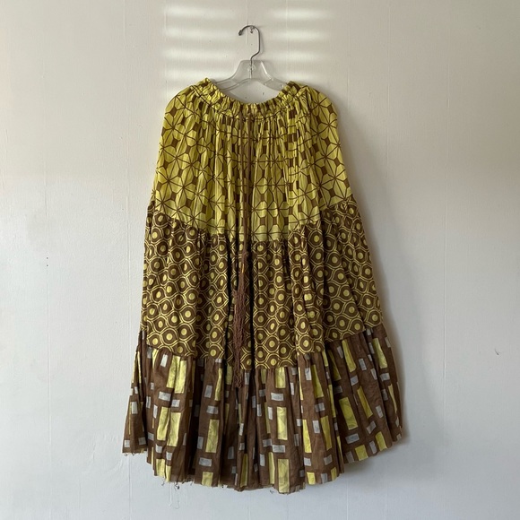 Yvonne S. RARE PRINT Multi Print Double Maxi Skirt with Gold Stitching - Picture 5 of 10